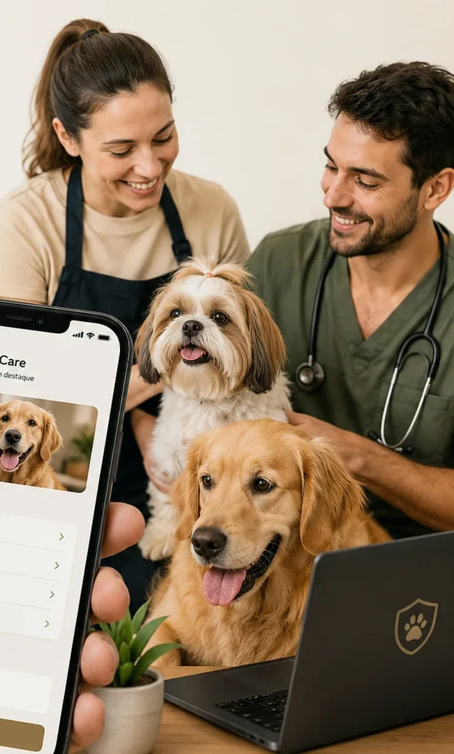 Profissionais pet usando a plataforma CENC Pets